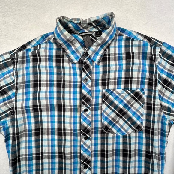 Burnside Men Medium Long Sleeve Button Down Plaid Flannel Shirt - Picture 3 of 14